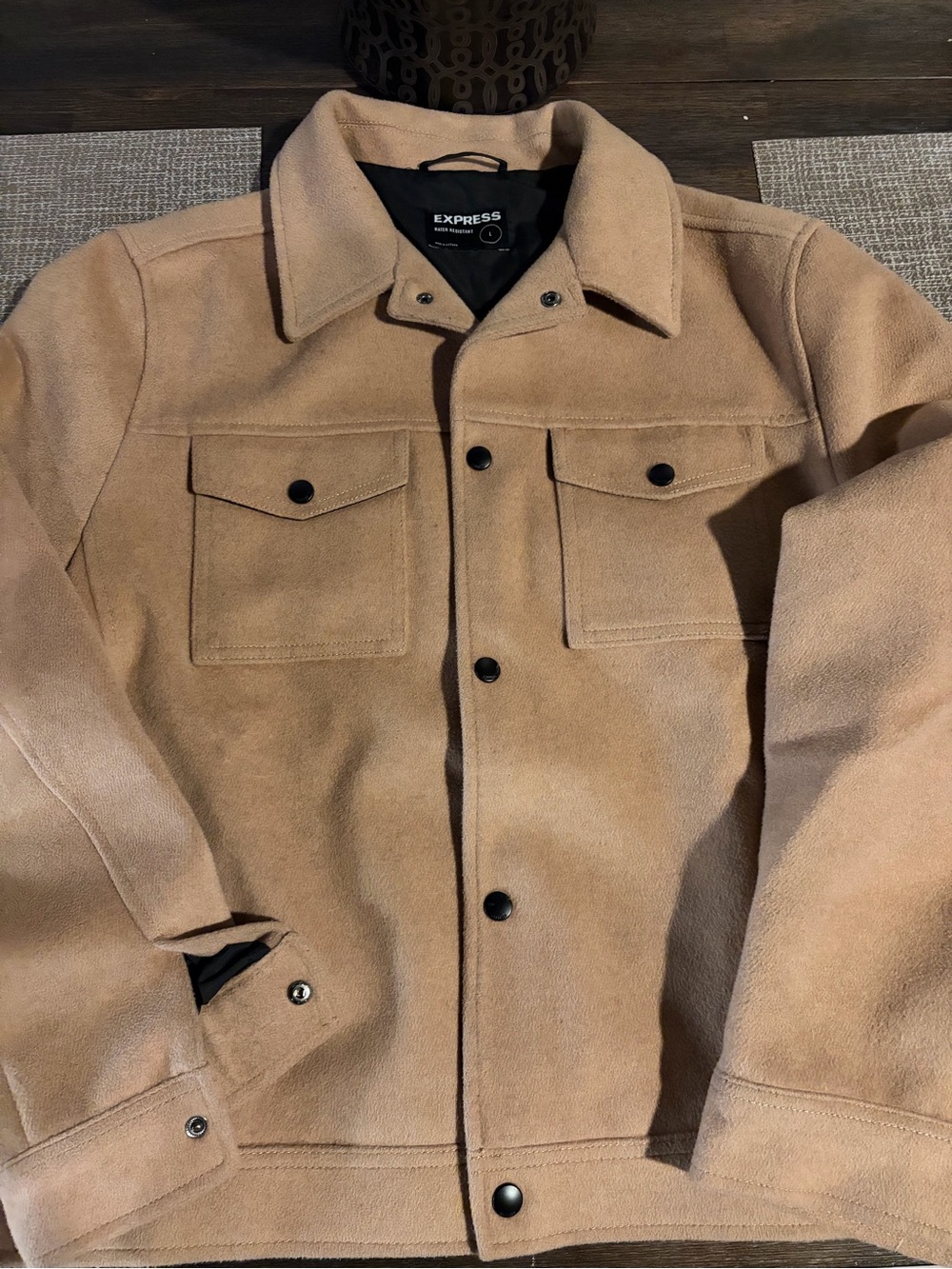 Express Light Tan Suede Shirt Jacket